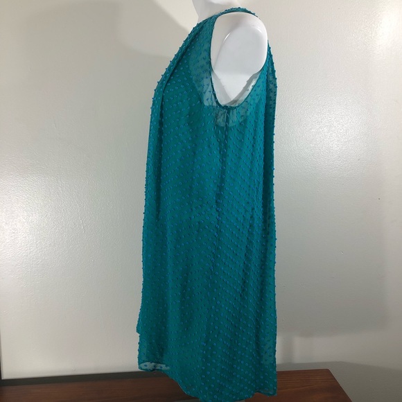 Anthropologie Sachin + Babi Teal Flocked Speckle Dress Silk Polka Dot Size 6 - Picture 3 of 9